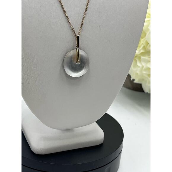 Alexis Bittar Handcrafted White Lucite
Pendent Necklace Gold 
Backing Signed - Picture 2 of 14